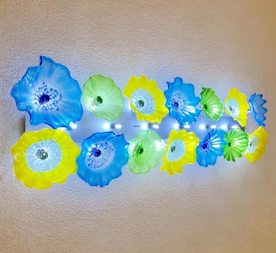 

Contemporary Flower Plate Lamps Italian Design Hand Blown Lighting LED Murano Glass Art Wall Sconce