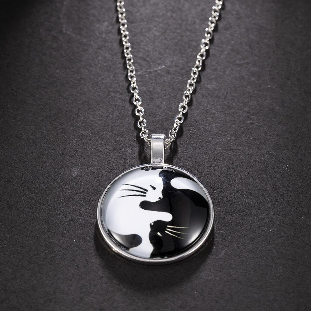 Nouveau collier de déclaration d'animal pour femmes mode femme hommes Yin Yang chat pendentif tour de cou colliers bijoux cadeau avec chaîne à ma