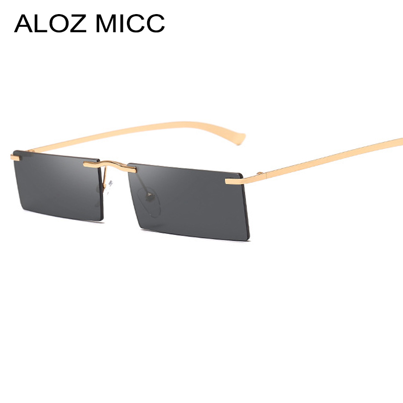 

ALOZ MICC Fashion Women Rimless Rectangle Sunglasses Men 2019 Brand Design Small Square SunGlasses Women Shades Goggles A491