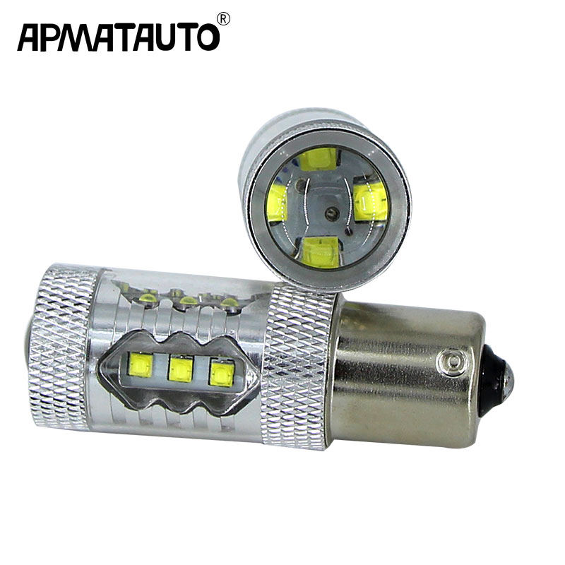 

Apmatauto 2x 1156 BA15S P21W base for XBD Chip Led 80W Reserve Brake Turn Singal Lights DRL Car Leds Bulb Auto lamp 12V 6000K