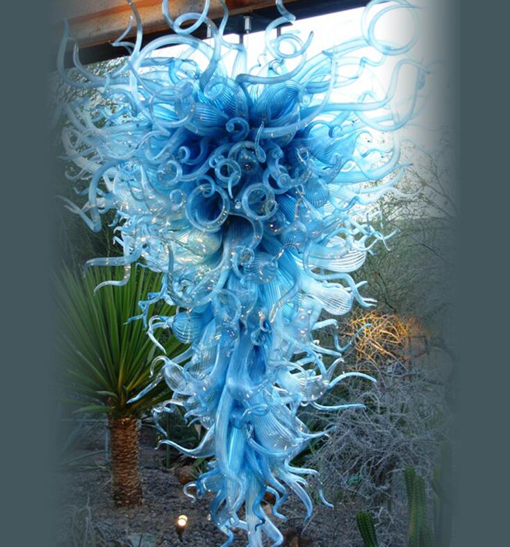 Lamps Indoor Foyer Blue Blown LED Large Chandeliers Lights Modern Art Decor Murano Glass Chandelier Lighting-image-498128695