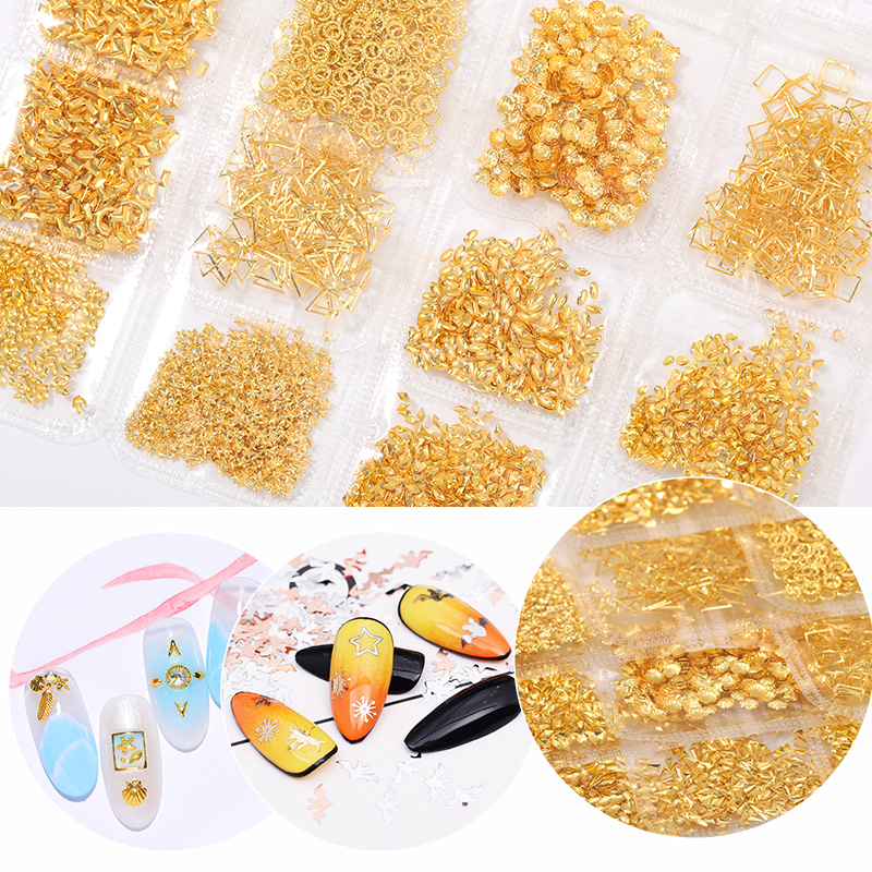 

3D Nail Decorations Gold Silver Nail Studs Acrylic Star Moon Heart Hollow DIY Art Gems Jewelry 3D Accessories
