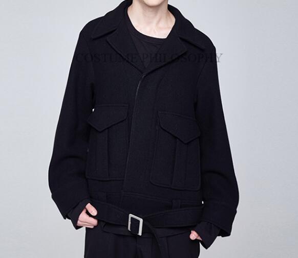 

5XL HOT 2019 Spring Men' New Fashion personality CustomizedLoose classic European and American wind wool jacket, Black