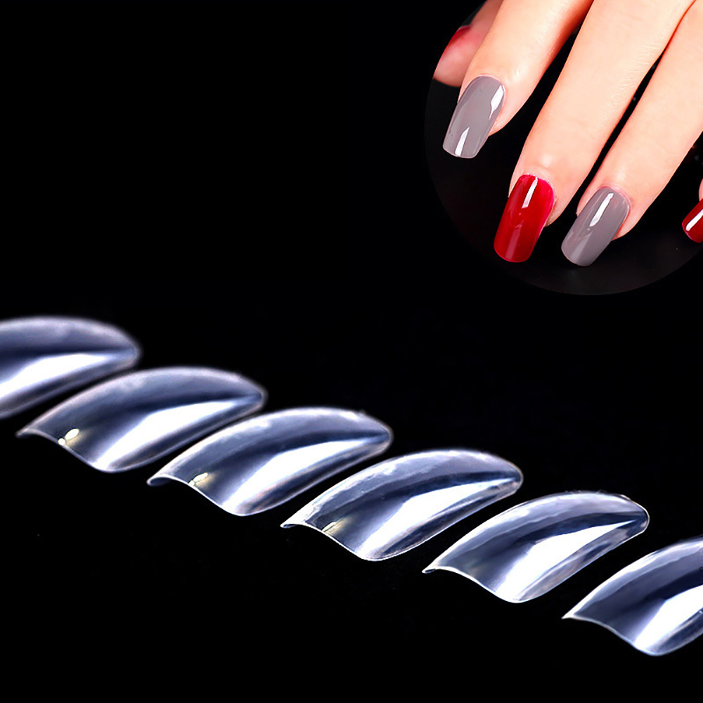 

Fashion 500Pcs Transparent Resin Artificial False Nails Tips DIY Nail Art Patch Decoration, As picture shows