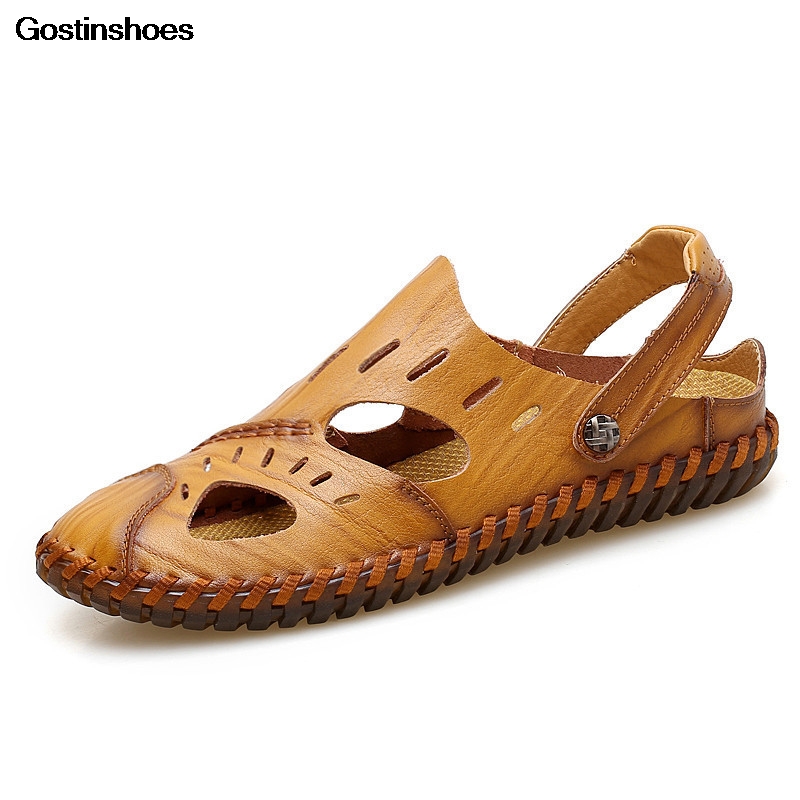 

Shoes Men Chaussure Homme Fashion Fashion Beach Anti Slip Plusized Casual Mens Sandals Beach Sandals Cow Leather, Black