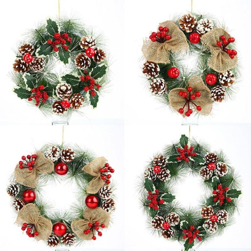 

30 Cm/ 38 Cm Christmas Garland Simulate Pine Cones Wreath Door Pendant for Hotel Mall Christmas Tree Door Party Decoration