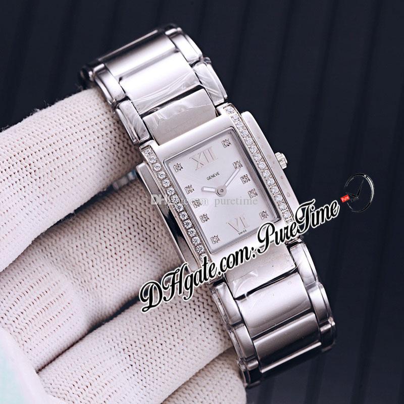 

New Twenty 4 Four 4910 Swiss Quartz Womens Watch Silver Diamond Bezel Silver Dial Diamond Markers Stainless Steel Bracelet Puretime E142c3, Customized waterproof service