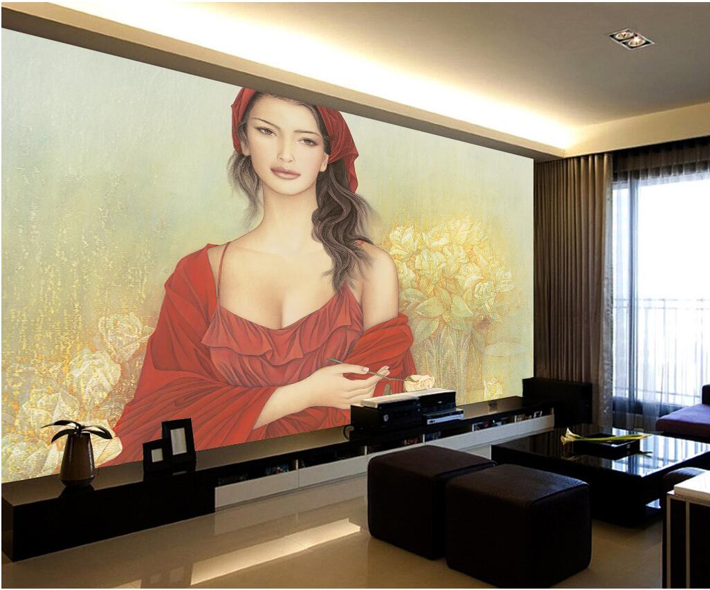 

WDBH 3d wallpaper custom photo Chinese classical minimalist hand-painted beauty characters home decor 3d wall muals wall paper for walls 3 d, Non-woven