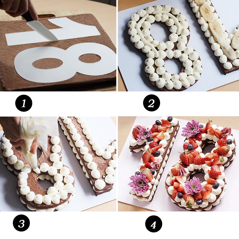 

18/22CM Letters Numbers Shape Cake Embossing Acrylic Cutter Decorating Stencil Sugar Cake Digital Stamper Cutter Fondant Mould