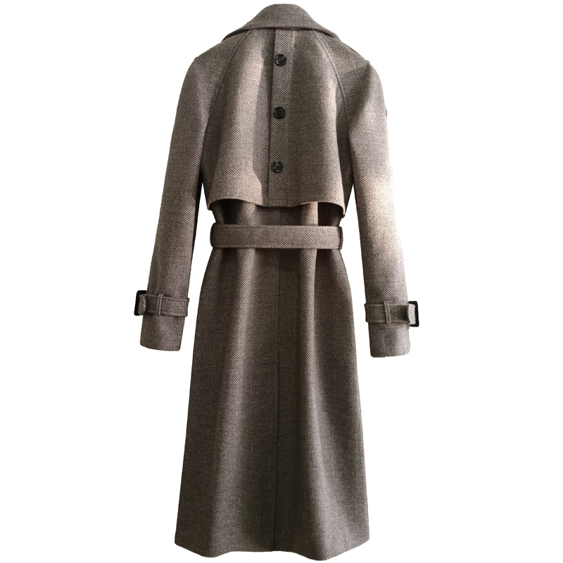 

New Fashion High Quality Herringbone Overcoat Men 70%wool Super X-long Casual Double Breasted Thick Winter Coat Plus Size S-6XL, 1167 brown khaki