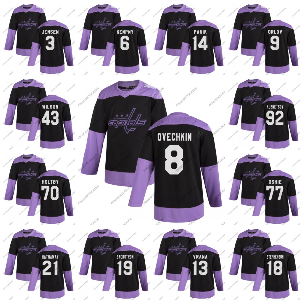 

Youth Alex Ovechkin Washington Capitals 2020 Fights Cancer Braden Holtby T.J. Oshie Backstrom Tom Wilson Andre Burakovsky Ilya Samsonov, Third jersey mens s-xxxl