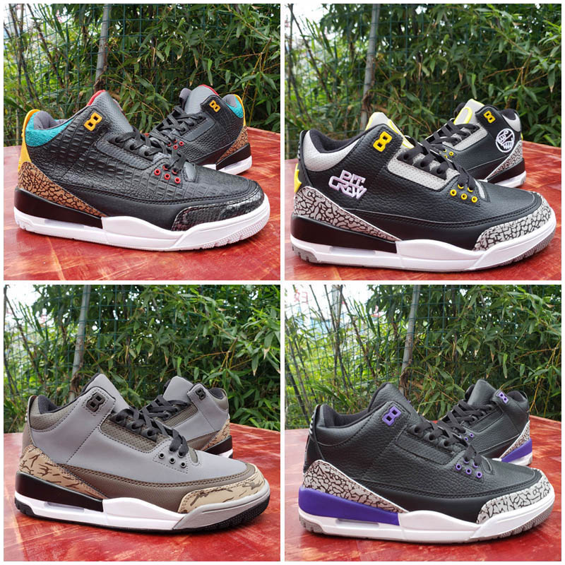3 3s chaussures de basket-ball pour hommes animal instinct chicago UNC SE feu rouge bricoleur noir blanc hommes baskets entraîneur