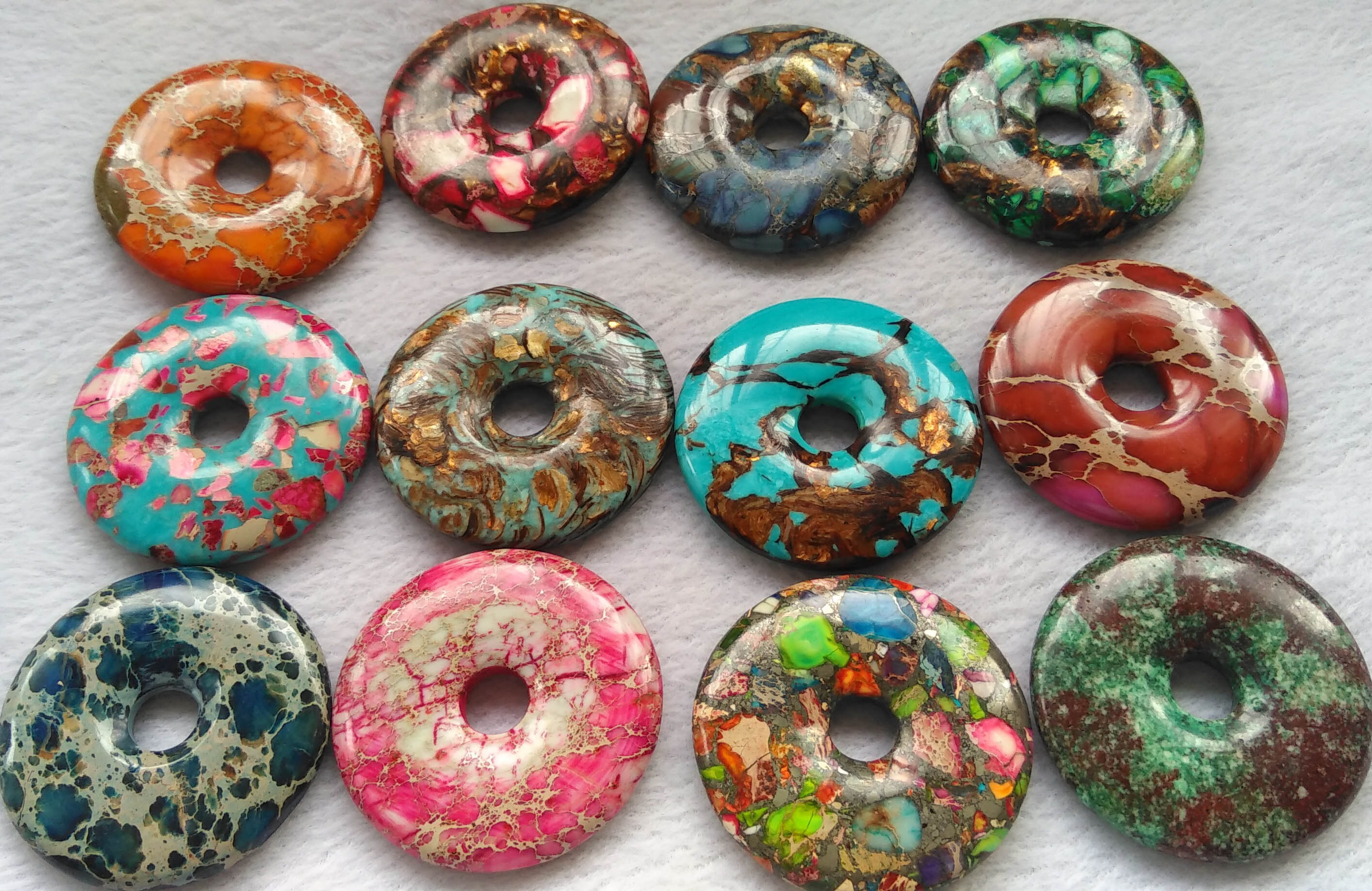 

Batch Imeprial Jasper donut focal point jewelry supplies, jewelry component round beads 30mm 40mm 50mm(2")