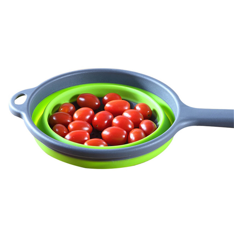 

Folding Silicone Plastic Colander Drain Basket Fruit Vegetable Washing Strainer Collapsible Drainer With Handle 1PC