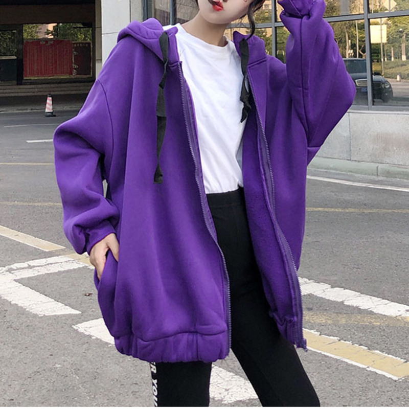 

XUXI Women Coat 2020 New Autumn Winter Sweatshirt Streetwear Long Sleeve Loose Plus Thick Velvet Woman Clothes Tunic FZ0163, Picture color1