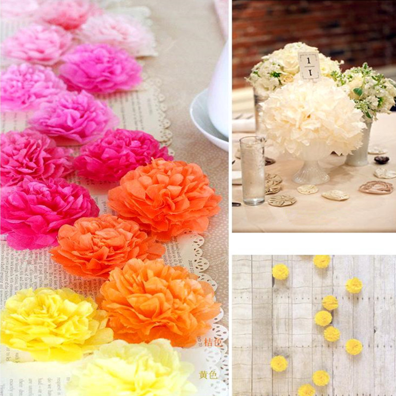 

10pcs/lot artificial Paper PomPom 15cm Tissue Balls Flower for Wedding Decoration Crafts Party Supplies Car Decorative 8ZSH014, White