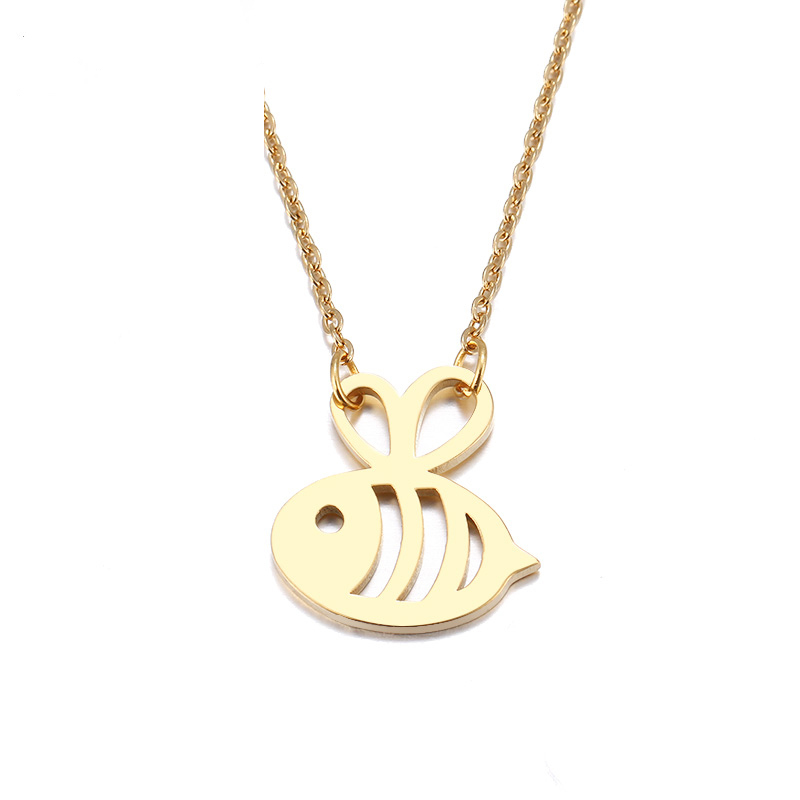 

Jewellery Stainless Steel Necklace For Women Lover's Gold And Silver Color Shaped Cute Bumble B Pendant Necklace Engagement Jewelry Gift