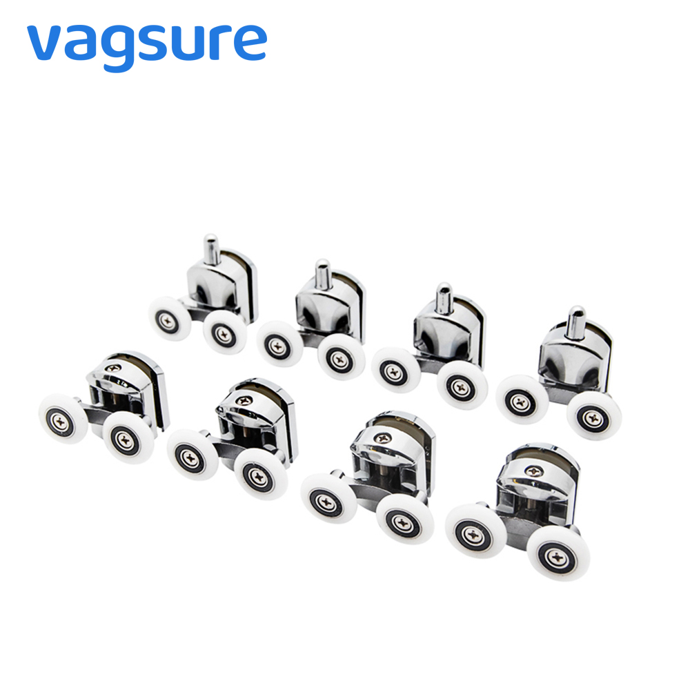 4pcs/8pcs a set Shower Door Roller Bearings Runner 23mm/25mm Zinc Alloy Double Wheels Replacement Sliding Shower Door Bathroom-image-469196348