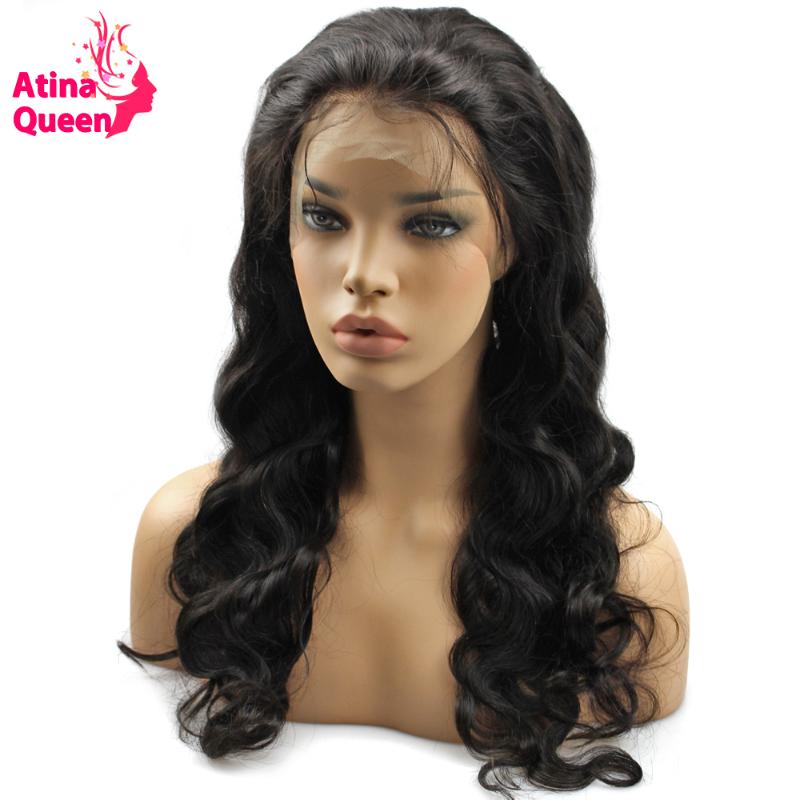 

Atina Queen Brazilian Body Wave 360 Lace Frontal Wig Pre Plucked with Baby Hair 150 Density Lace Front Human Hair Wigs Remy, Natural color