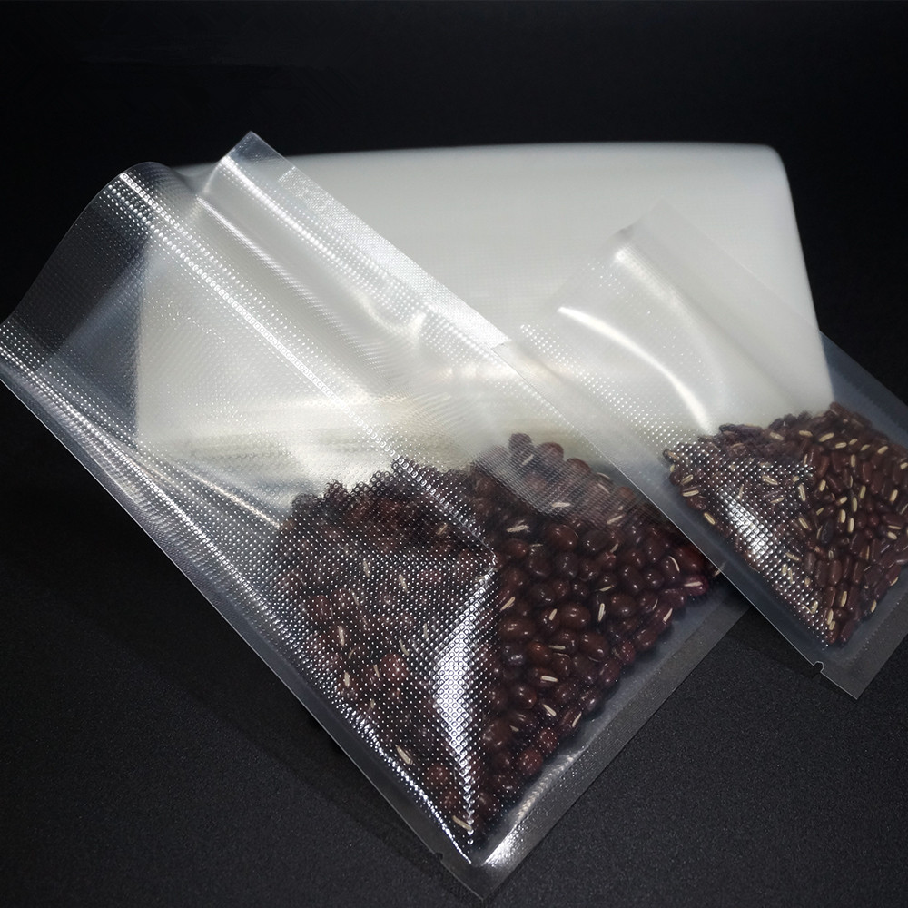 

Bean Food Storage Bag 100pcs Transparent Plastic Vacuum Bags Embossing Heat Sealed One Side Emboss Delicatessen Freshness Protection Package