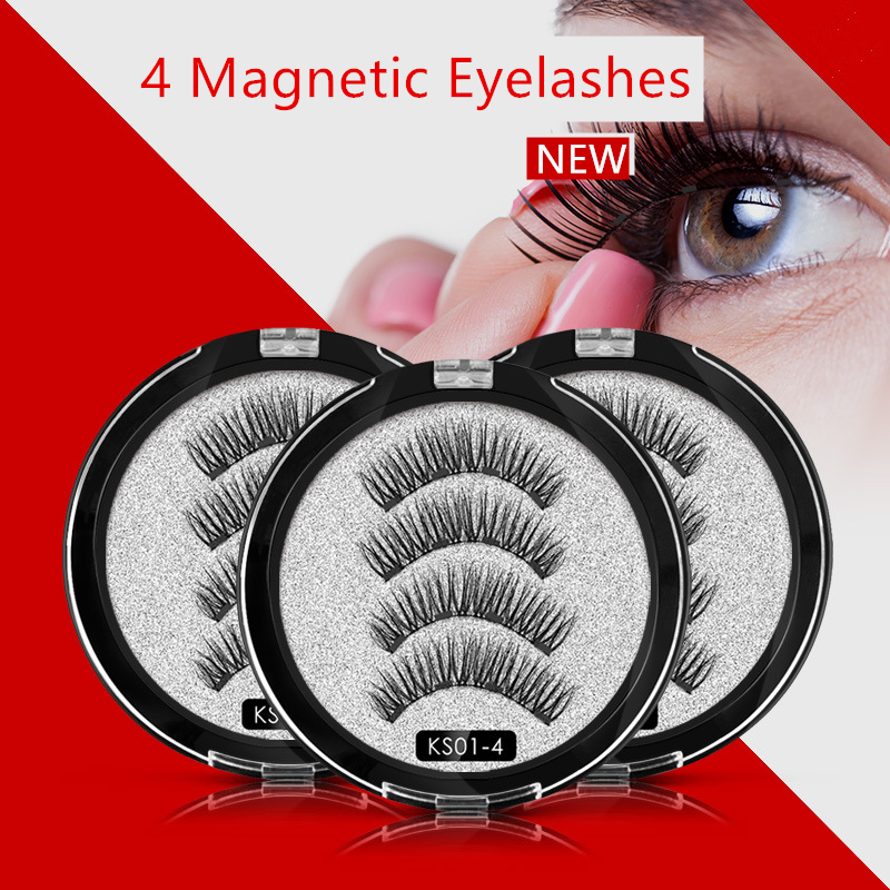 

4 Magnetic Eyelashes Daily Natural False Lashes Hand Made Full Strip Fake Eyelashes New False With Gift Box