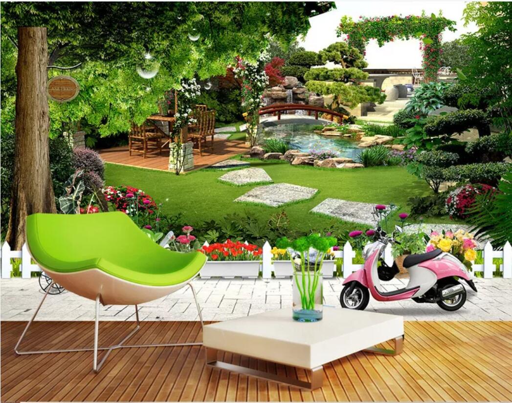 

3d room wallpaper custom photo mural Back garden landscape garden landscape background wall painting wallpaper for walls 3 d, Non-woven fabric