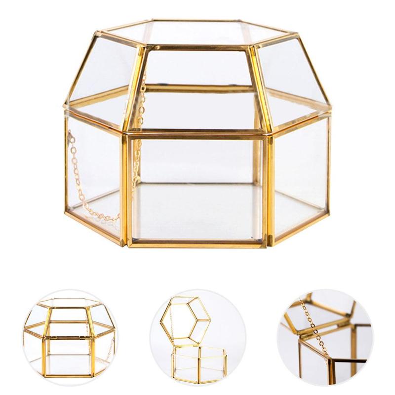 

Portable Glass Geometry Jewelry Box Flower Room Storage Bracelet Case Necklaces Earring Ring Display Jewelry Box Organizer