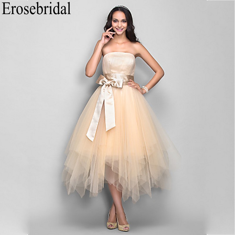 

Erosebridal Short Evening Party Dresses Ladies Evening Dress Tulle with Bow Belt robe soiree, Pink