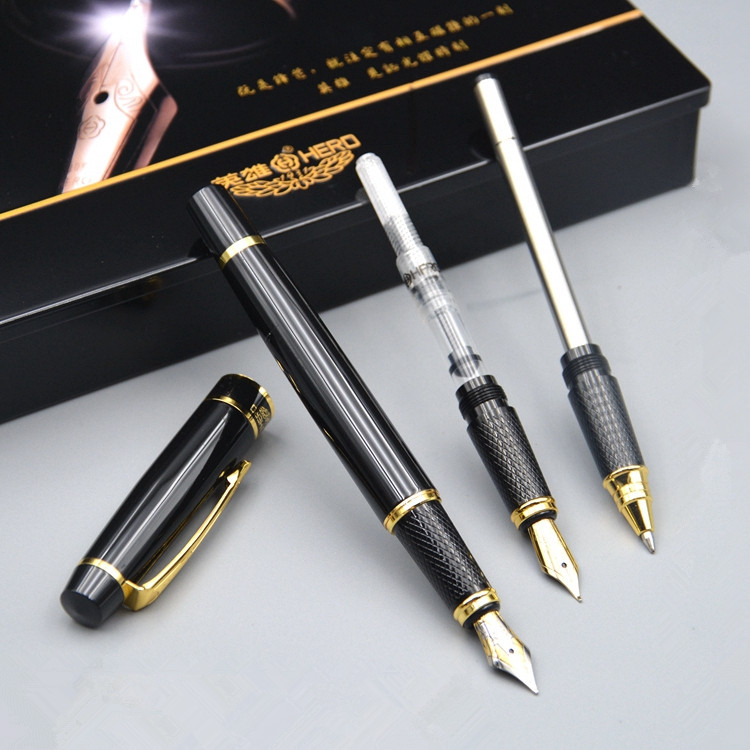 

1pc new office black Medium metal golden hero gift Fountain Pen, Red