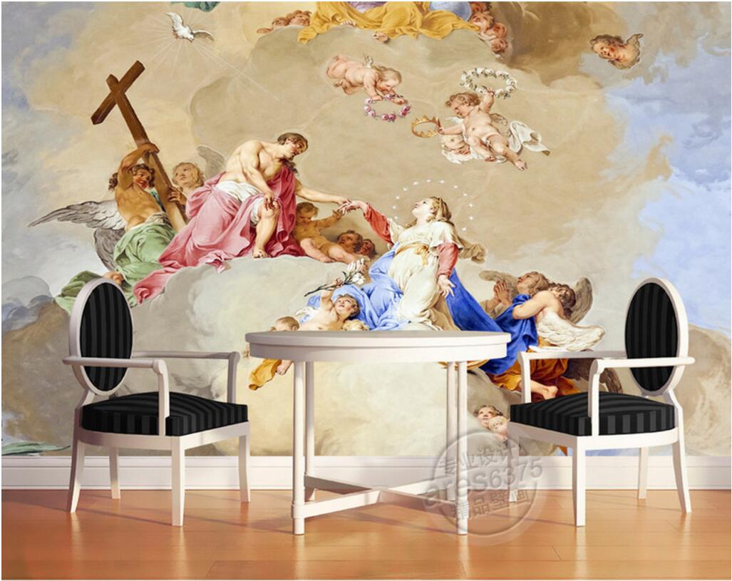 

WDBH 3d wallpaper custom photo HD European mythology oil painting Eros angel Jesus room home decor 3d wall muals wall paper for walls 3 d, Non-woven