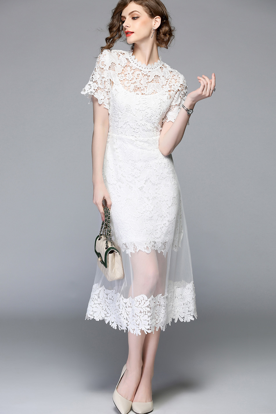 h and m white lace dress