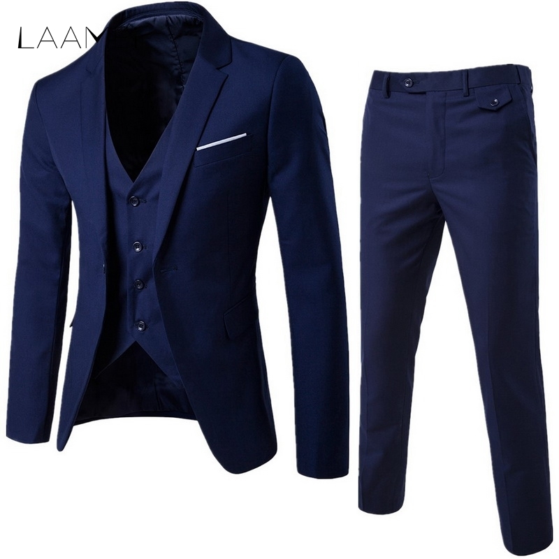 

Laamei Mens 3pc (jacket + Vest + Trouser) Male Business Dress Slim Fit Thin Spring Suit Solid Casual Office Suit Asian Xl=us Xxs Q190330, Gray