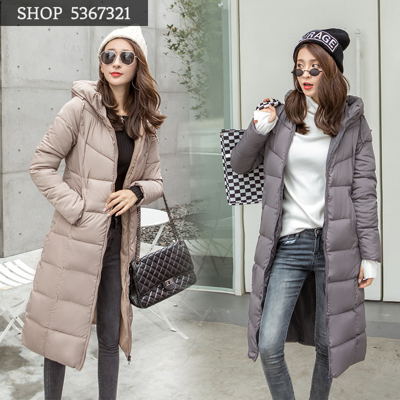 

Clothes Woman 2019 Down Ins Cotton Long Fund Overknee Down Cotton Suit-dress Winter Cotton-padded Jacket Loose Coat Tide, Black