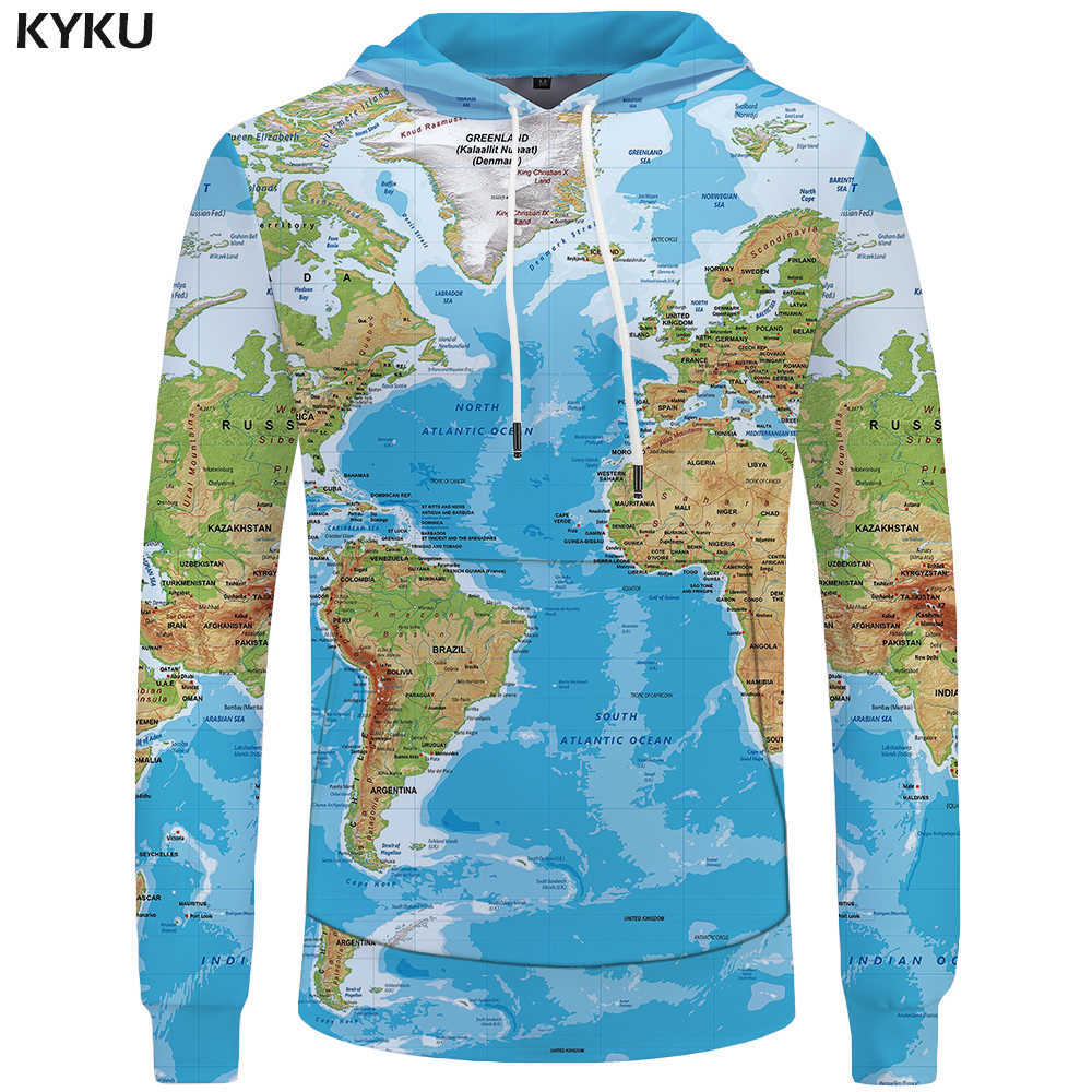 

KYKU Brand World Map Sweatshirts Earth Sweat shirt Funny 3d hoodies Mens Clothing Men Cool Anime Hoody Man V191128, And hoodie