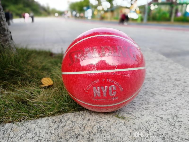 

Fashion Spalding SUP NYC Pink Basketball limited edition size 7 street Wear-resistant PU Leather basketball ball girl basketball