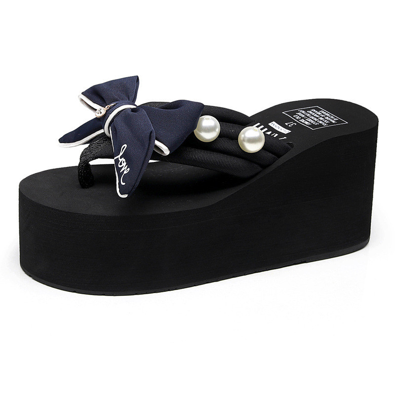 

Ladies Beach Platform Slippers Summer Woman Sandals Flip Flops Women Slides Bow Flat Slippers Pink Platforms Wedge Heel Slippers Claquette, Grey