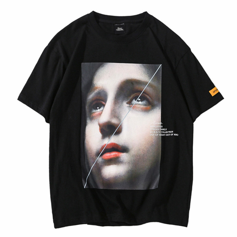 

Januarysnow Men Harajuku T Shirt Funny Little Girl Hip Hop T-Shirts Streetwear 2019 Summer Short Sleeve Tshirt Cotton Tops Tees Black White