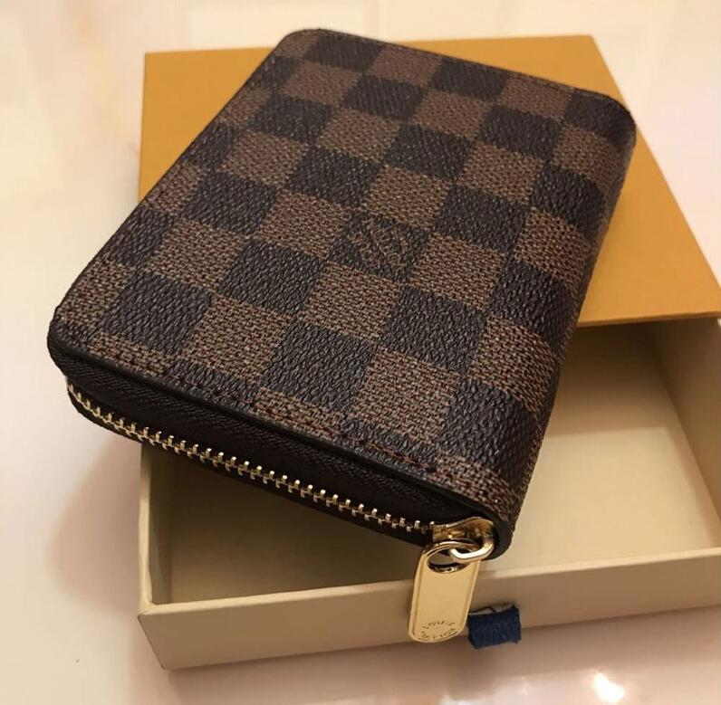 

Paris Fashion accessories Mens Womens wallet Card Holders classic Brown flower Leather purse