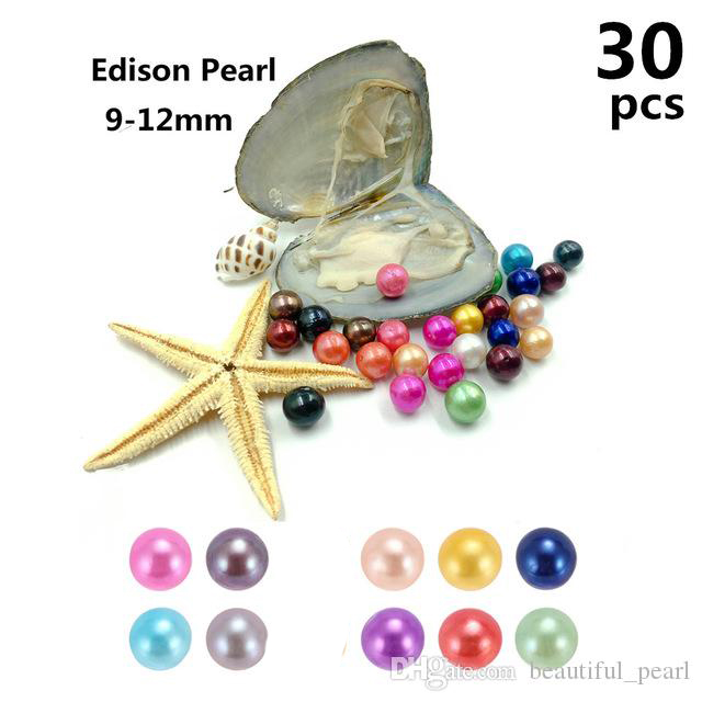 

30pcs/lot Edison Pearl Oyster 9-12mm 16 Mix color Freshwater Gift DIY Natural Pearl Loose beads Decorations Vacuum Packaging Wholesale
