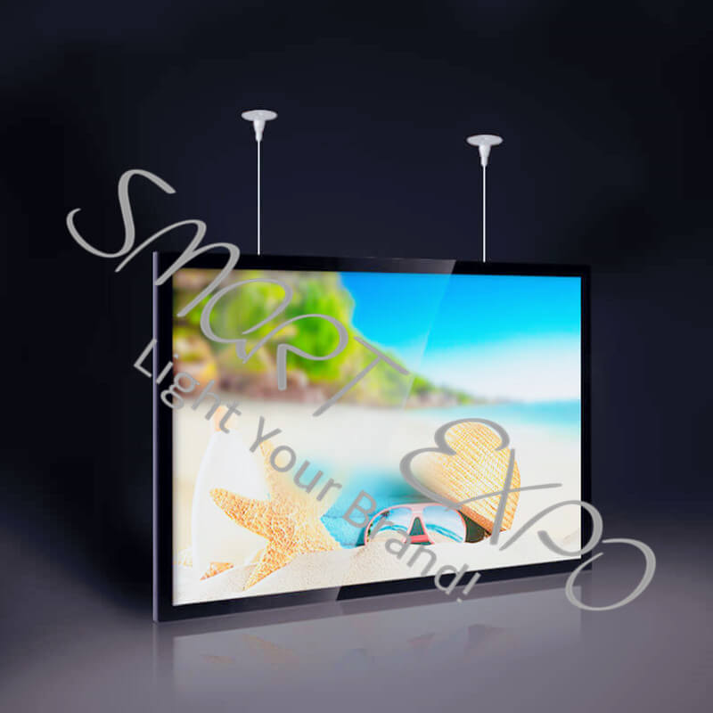 

60*90cm Double Side Hanging Aluminum Magnetic Type Advertising Light Box for Advertising Display with Hang Set Wooden Case Packing