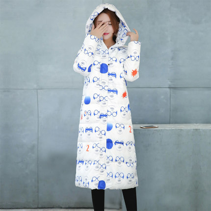 

New Fashion Winter Cotton Padded Jacket Women Slim Thick Stars Print Female Long Coat Mujer Plus Size L-4XL LX391, Orange