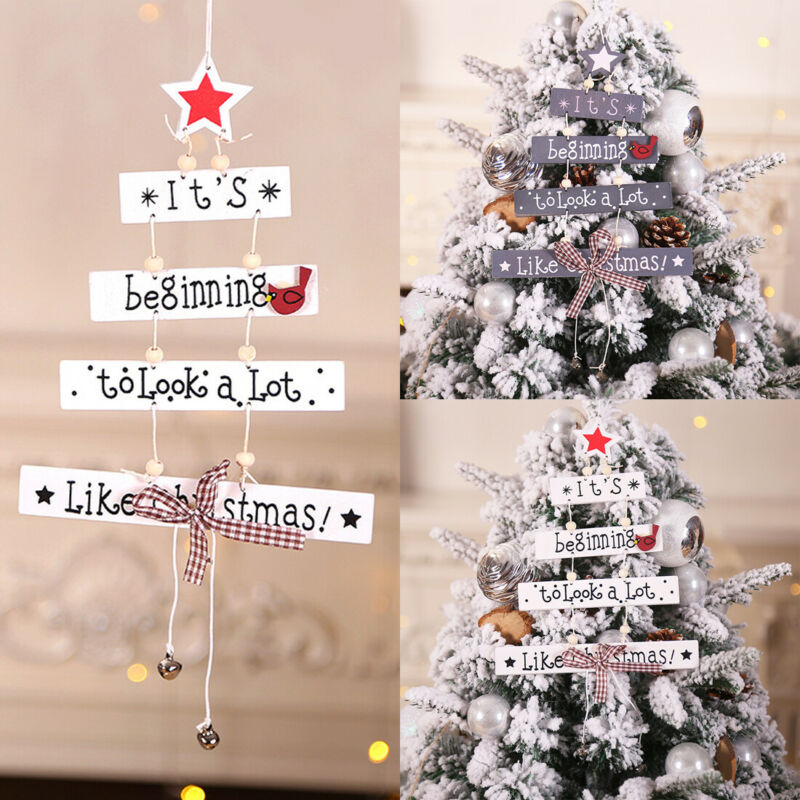 

Christmas Tree Decorations Wooden Hanging Ornament Letter Patterned Accessories