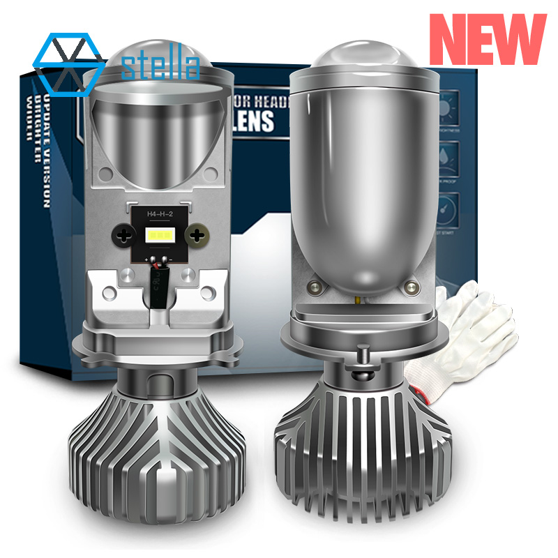 

Stella 3 color changing h4 mini led lens for auto LED lamp H4/9003/HB2 projector 3000k 4300k 6000k ice lenses headlight bulbs