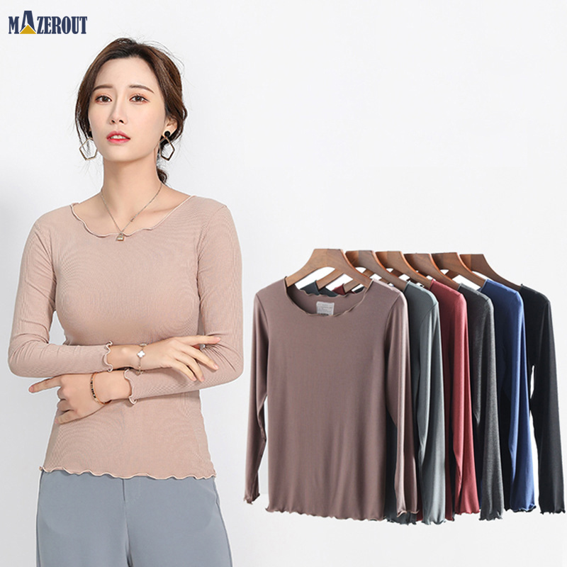 

Mazerout 2020 Knitted Women o-neck Sweater Pullovers spring Autumn Basic Women Long Sleeve Shirt Slim Fit 85kgs cheap top White, Pink