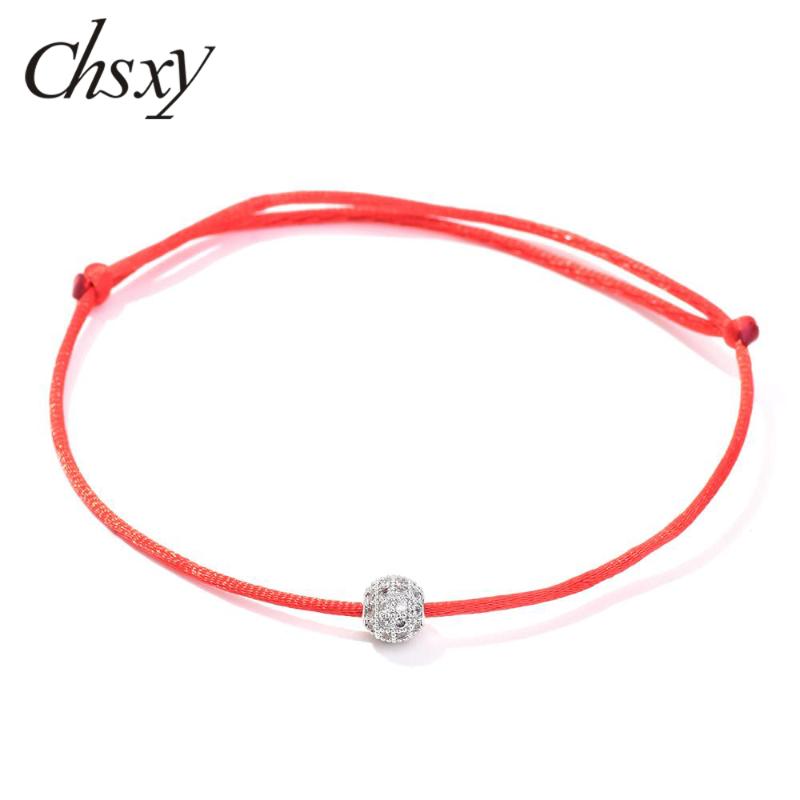 

CHSXY High Quality Cubic Zircon Ball Bead Charm Bracelet Lucky Friendship Red Thread Rope Bracelet Minimalism Hand-woven Jewelry