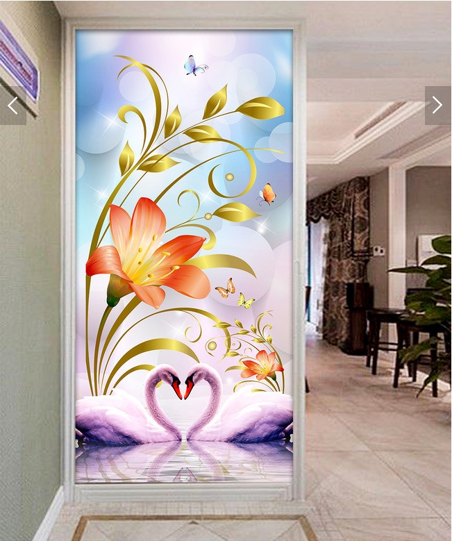 

WDBH 3d wallpaper custom photo Swan water reflection porch background living room home decor 3d wall muals wall paper for walls 3 d, Non-woven