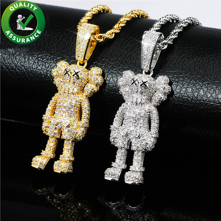 

Iced Out Pendant Hip Hop Jewelry Mens Luxury Designer Necklace Bling Diamond Cartoon Dolls Pendants Hiphop Fashion Charms Rapper Accessories