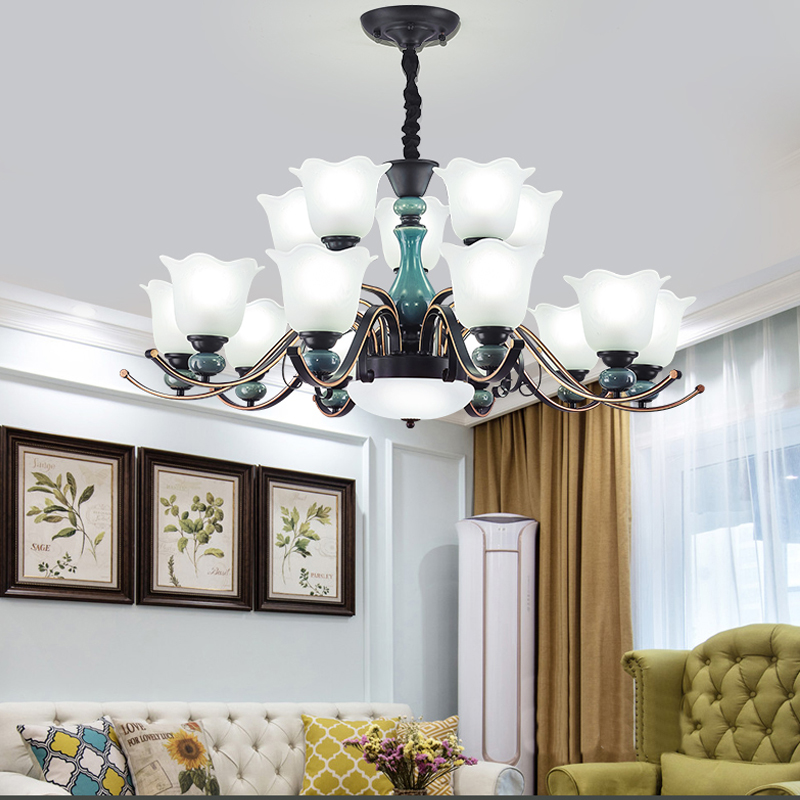 New Living Room Chandeliers Modern Pendant Lamps Chinese Ceramic Chandelier Lighting Simple American Bedroom Dining Room Light Net Red-image-500334331