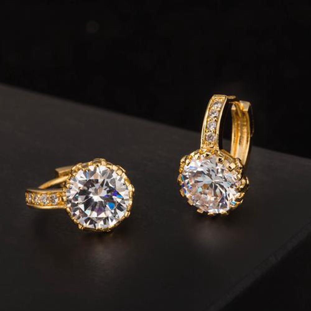 Fashion Simple Style Clear Round Zirconia Lovely Girls Hoop Earrings Yellow Gold Filled Women Huggie Earrings Lady Gift Drop Shipping-image-506115223