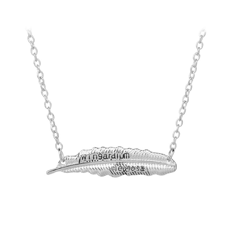 

30pc harry incantation Angel Feather Spell English Letter Sign pendant chain Necklace Like Leaf Friends Gift alphabet Lucky woman mother men's family gifts jewelry